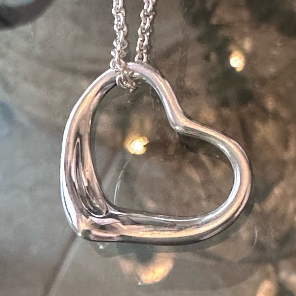 Tiffany & Co. Silver Large Open Heart Necklace Authentic Sterling Silver - Picture 2 of 15